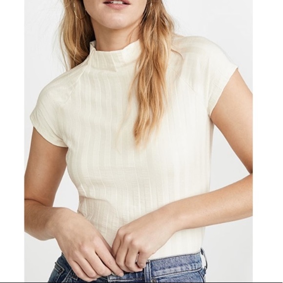 cream mock neck top